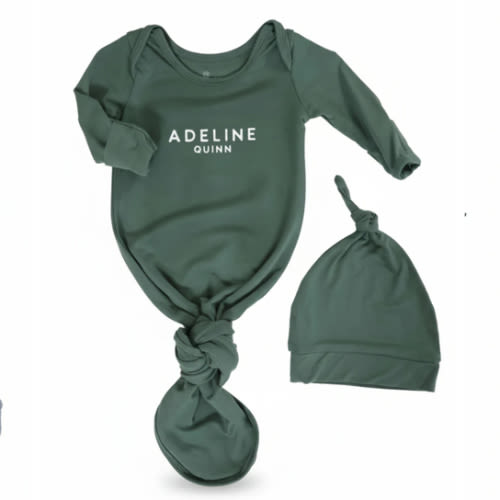 Boy Personalized Bamboo Newborn Baby Knot Gown & Hat