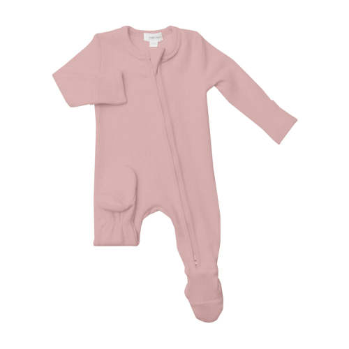 Angel Dear Silver Pink Solid Rib Footie