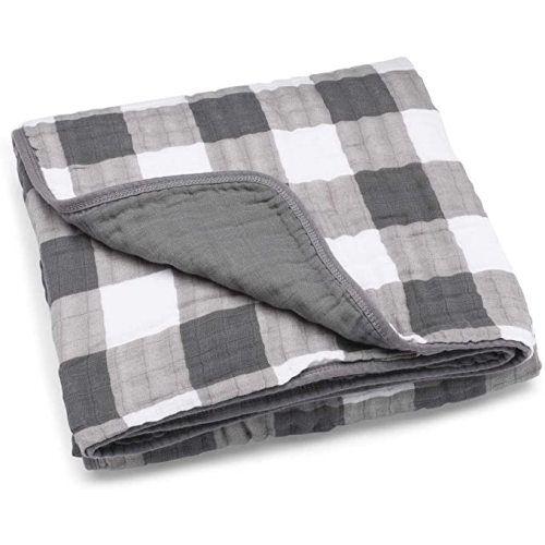 Parker Baby Muslin Blanket - 100% Soft Cotton Baby Quilt and Kids Blanket - Unisex, Gender Neutral - Gray Buffalo