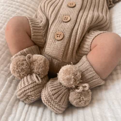 Little B's Pom Booties - Oak