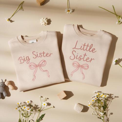 Big Sister Sweatshirt Embroidered, Little Sister Sweatshirt, Matching Sibling Outfits, Custom Kids Sweater, Sister Gift, Baby Announcement