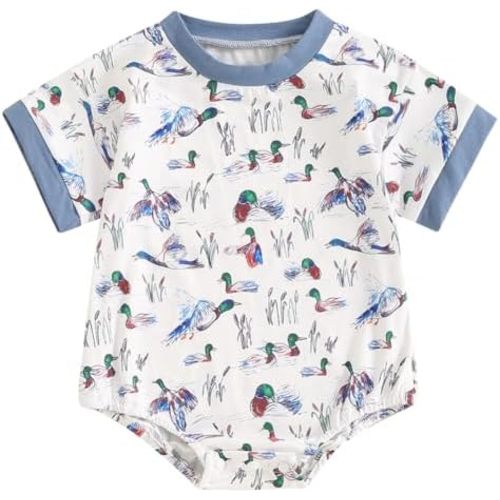 Pudcoco Baby Boys Romper Mallard Duck Hunting Baby Summer Clothes Short Sleeve T-shirt Bodysuit
