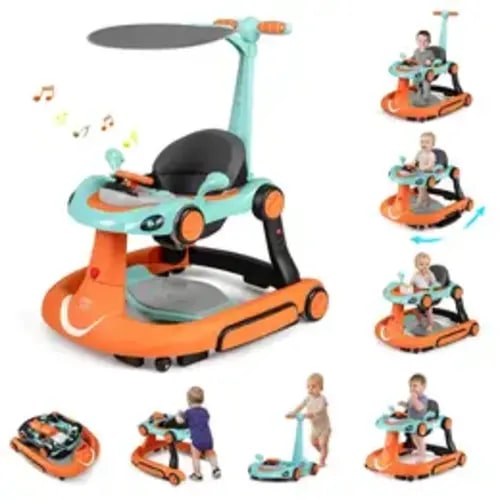 Costzon 4-in-1 Baby Walker, Foldable Activity Walker with Adjustable Height & Speed, Music, Lights, Anti-Rollover, Toddler Push Walker, Baby Walker with Wheels for Boys Girls 6-18 Months,mothersdaygift - TikTok Shop