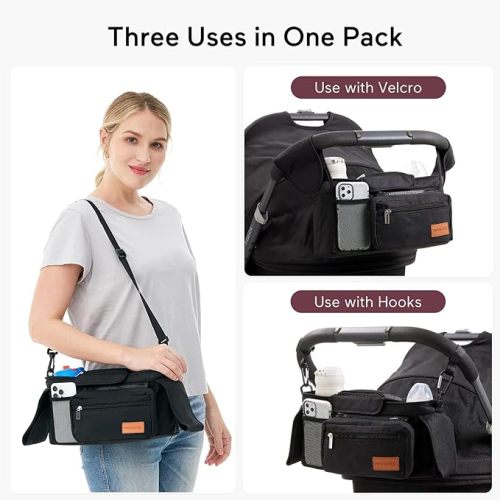 Momcozy Universal Stroller Organizer with Insulated Cup Holder