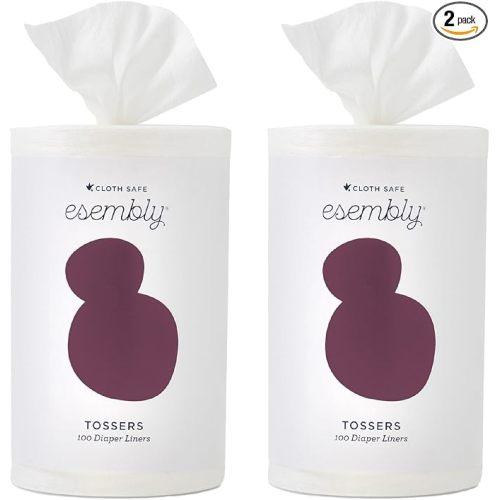 Esembly Tossers – Disposable Bamboo from Viscose Diaper Liners for Cloth Diapers – Earth-Friendly, Fragrance-Free, Chlorine-Free – One Size, 200 Liners (2-Pack of 100-Liner Rolls)