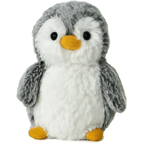 Aurora® Playful Pompom Penguin™ Mini Stuffed Animal - Vibrant Companions - Endless Fun - Gray 6 Inches