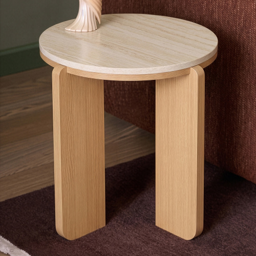 Talia Travertine-Look Side Table