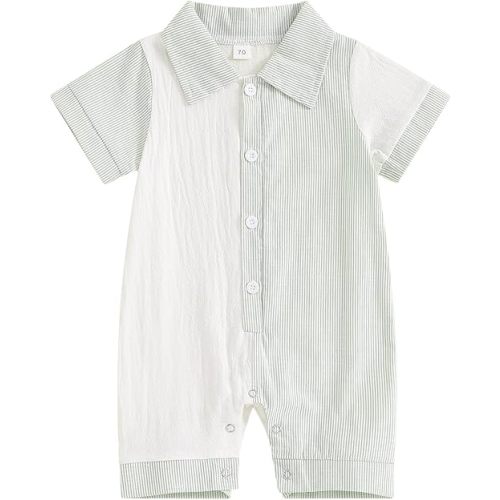 BemeyourBBs Newborn Baby Boy Summer Clothes Short Sleeve Dress Shirt Romper Button Jumpsuit Gentleman One Piece Outfit