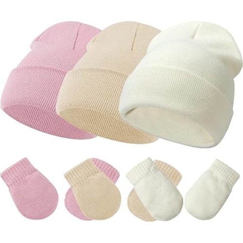 Baby Hats and Mittens Set Infant Toddler Beanie Caps Newborn Gloves for Baby