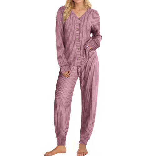 UVN Pajamas Sets for Women Long Sleeve Button Down Tops and Pants 2 Piece Outfit Fall Sleepwear Pjs Lounge Sets with Pockets