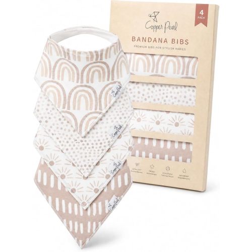 Copper Pearl Baby Bibs 4 Pack, Bandana Drool Bibs for Baby Girl & Boy, Soft Cotton Bibs for Drooling and Teething