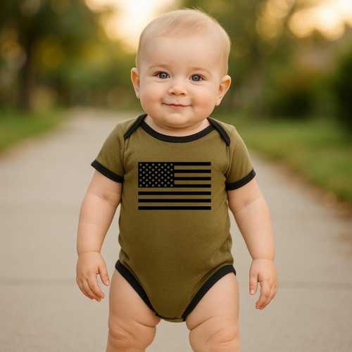 US Flag Military Baby Bodysuit