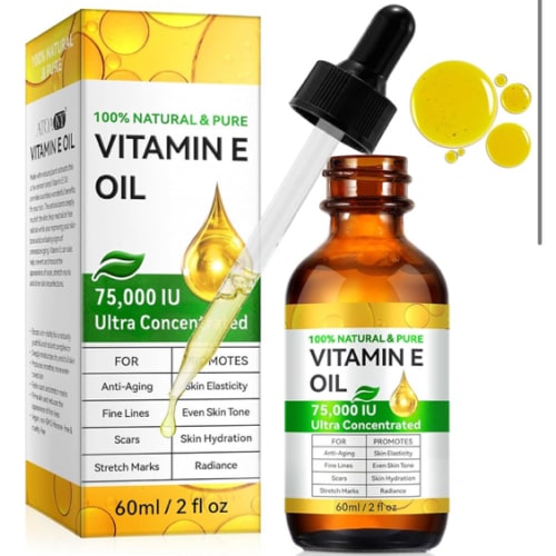 Vitamin E Oil, 75,000 IU, 100% Pure & Natural Vitamin E Oil for Skin, Face, Hair, Nails & Scars, Body Bath Moisturizing Dry Skin and Winkles, Non-GMO & Vegan (2 Fl Oz (Pack of 1))