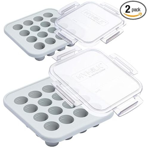 Souper Cubes My Milk Silicone Breast Milk Freezer Trays, Gray, 2-Pack