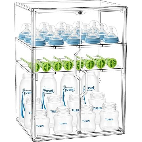 KOLIPI Baby Bottle Organizer for Countertop Cabinet, Double Door, X-Large