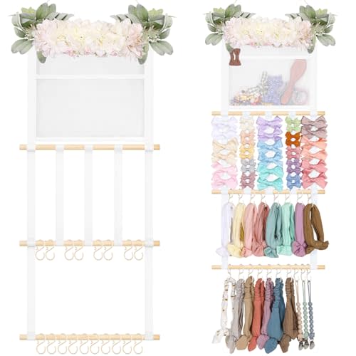 POVETIRE Headband Holder Hair Bows Organizer for Girls, Hair Accessories Display Storage Wall Hanging Decor for Baby Nursery Toddler Baby Room Base