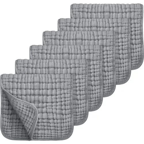 Looxii Muslin Burp Cloths 100% Cotton Muslin Cloths Large 20''x10'' Extra Soft and Absorbent 6 Pack Baby Burping Cloth for Boys and Girls (Grey)