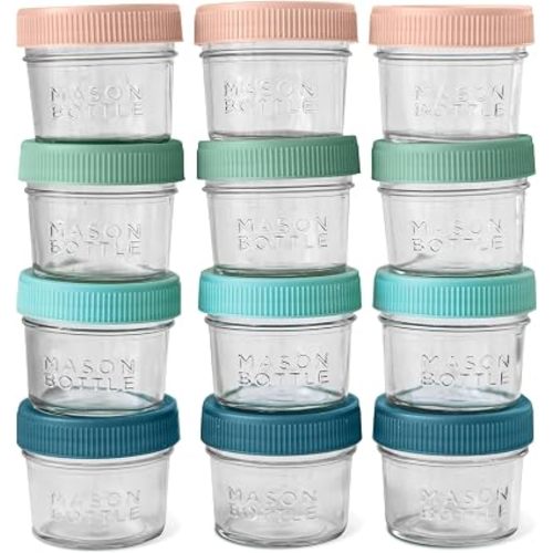 Glass Breastmilk Storage Jars with Airtight Lids, 4oz,12-Pack