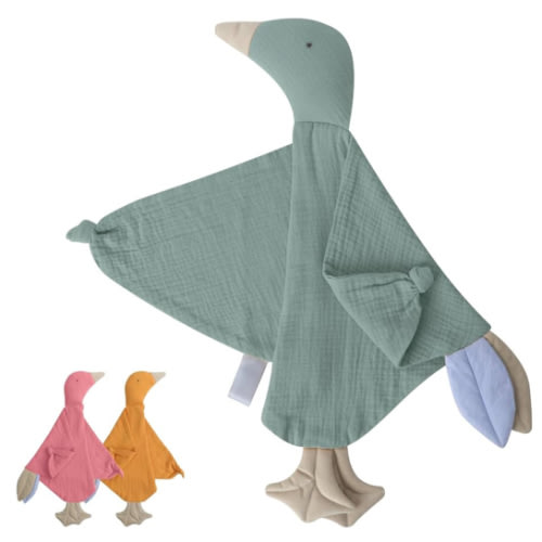 Premium Soft Muslin Cotton Goose Loveys Soft Breathable Newborn Security Blanket with Tags, for Baby Boy Girl, Neutral Muslin Fabric for Comfortable Sleep & Play, Ideal for Newborns, Toddlers