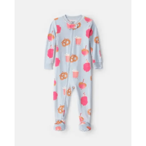 Baby Girl 1-Piece Festival Treats 2-Way Zip DreamPlush Snug Fit Footed Pajama - Blue | Carter's