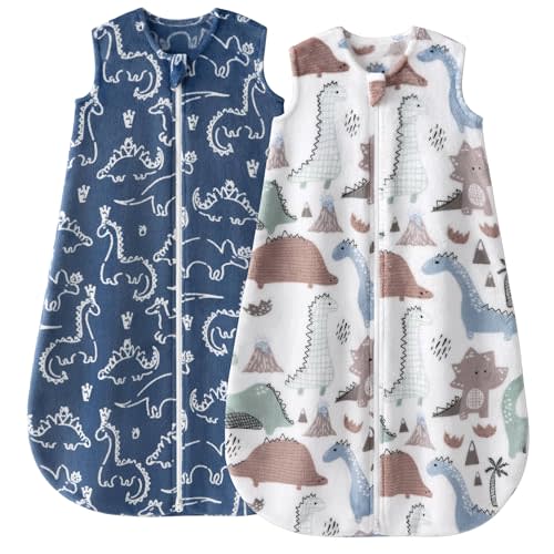 Yoofoss Fleece Baby Sleep Sack 2 Pack 1.5 Tog Baby Wearable Blanket with 2-Way Zipper