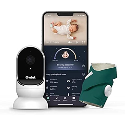 Owlet Dream Duo Smart Baby Monitor - Video Baby Monitor with HD Camera & Dream Sock: Only Baby Monitor to Track Heart Rate & Average Oxygen as Sleep Quality Indicators