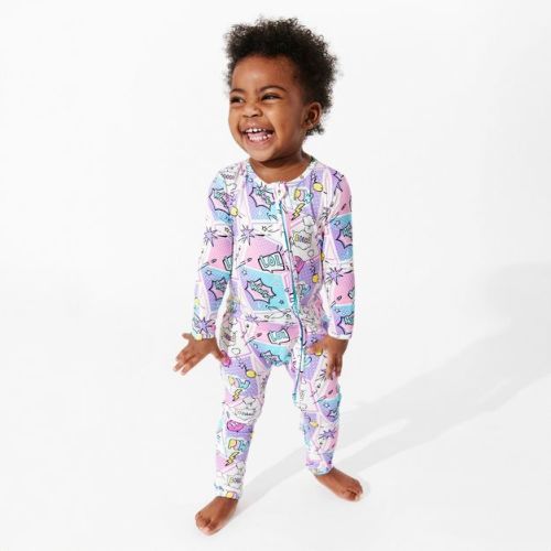 Bellabu Bear Baby Comic Purple Bamboo Convertible Footie Purple 9-12 Months