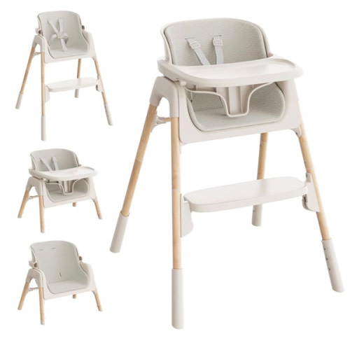 Mloong High Chair for Babies and Toddlers - Adjustable 4-in-1 Baby High Chairs with Dishwasher Tray, Easy Clean Highchair, Beige