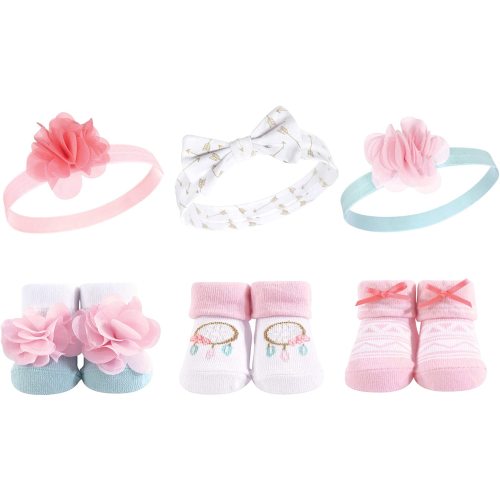 Hudson Baby Girl's Headband and Socks Giftset