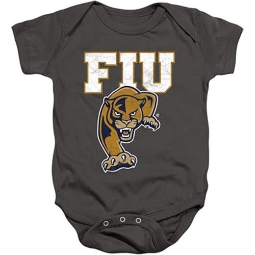 Florida International University FIU Panthers Official Distressed Primary Unisex Infant Snap Suit for Baby,Charcoal, 12 Months