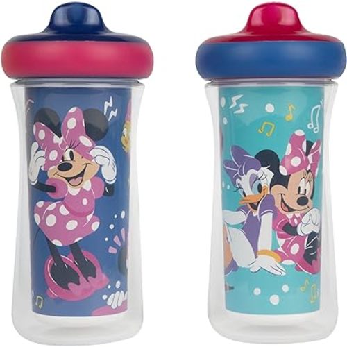 The First Years Disney Minnie Mouse Insulated Sippy Cups - Insulated Toddler Cups with Bite-Resistant Hard Spout - 9 Ounces - 2 Count
