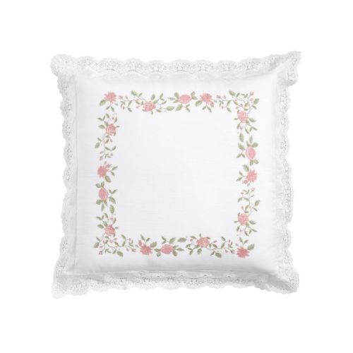 LoveShackFancy Pink Embroidered Rose Sham