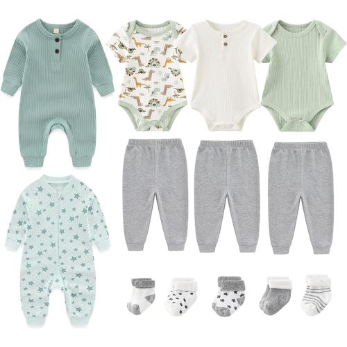 Baby Bodysuit and Pant Sets Ribbed Romper Soft Newborn Boy Girl Clothes Outfits Layette Gift Set