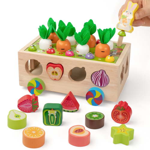 Coogam Montessori Fine Motor Toys for Baby Toddler Wooden Shape Sorter