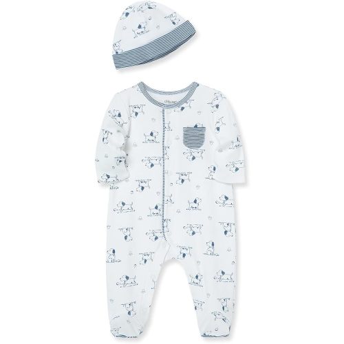 Little Me Baby Boy Clothes 2-Piece Baby Sleeper and Cap Set 100% Cotton Footies with Full 2-way Zipper and Scratch Free Tags Baby Essentials - 6 months, Puppy