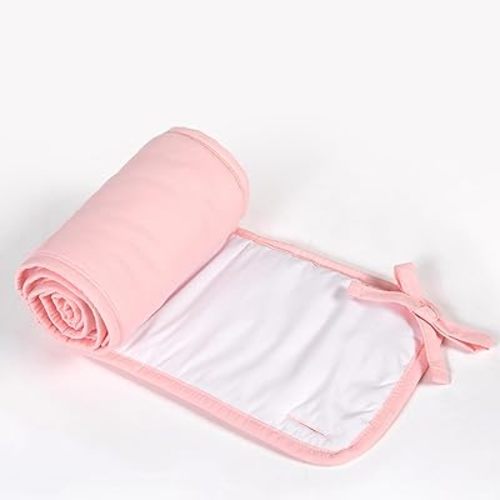 Pink Soft Banister Cover - Double Thickness Crib Rail Teething Guard, Designed for Crib Top Rail Only (Not Side Rails) 1 Long + 2 Short, Compliant with Infant Safe Sleep Act