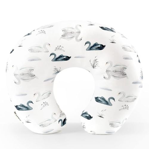 Nursing Pillow Cover Stretchy Minky Removable Nursing Covers for Breastfeeding Pillows, Ultra Soft Comfortable Slipcover for Boy and Girls, Pretty Swan/Watercolor Dandelion Pattern