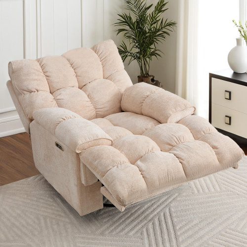 Mercer41 Oversized Swivel Electric Recliner Chair - Plush Chenille Fabric & Power Reclining for Ultimate Comfort & Reviews | Wayfair