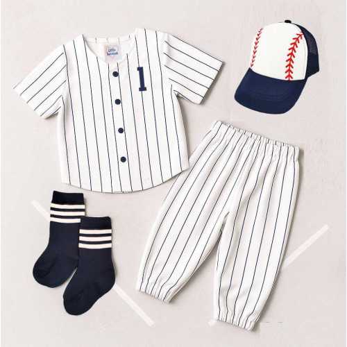 Custom Navy Pinstripe Baseball Jersey: Photo Prop Baby Jersey
