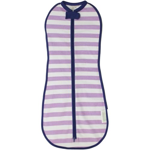 Woombie Original Baby Swaddling Blanket - Soothing, Cotton Baby Swaddle - Wearable Baby Blanket, Purple Stripe, 14-19 lbs, 3-6 Month