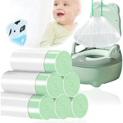100 Pack Potty Chair Liners with Drawstring,Training Toilet Seat Potty Bags,Disposable Cleaning Bag for Kids Toddler Adults Pet Outdoors(44 x 24 cm)