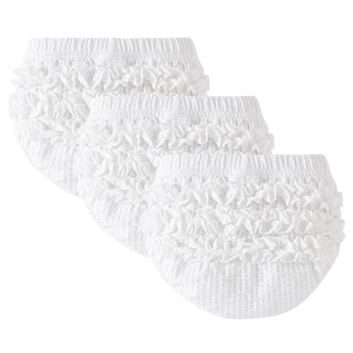 SOBOWO Baby Girl Bloomers Ruffle Diaper Cover for Girls Ribbed 3-Pack Newborn Infant Toddler Underwear for Cake Smash, Daily