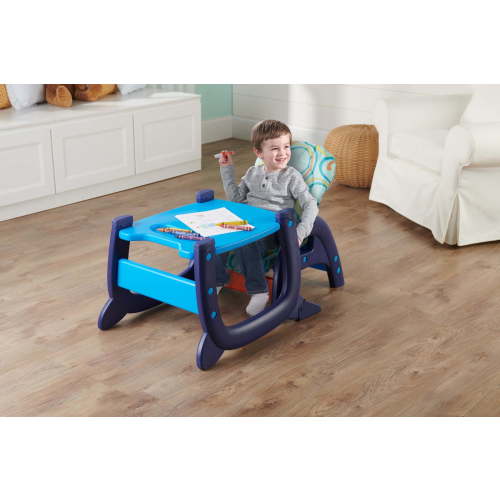 Badger Basket Envee II Baby High Chair with Play Table Conversion - Blue/Orange
