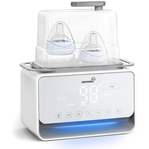 GROWNSY Fast Double Baby Bottle Warmer for Breastmilk & Formula, Gray