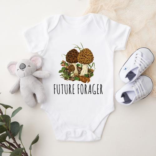 Future Forager Onesie, Morel Mushroom Design, Nature Baby Clothes, Outdoorsy Infant Gift, Hunter Bodysuit, Unique Baby Shower