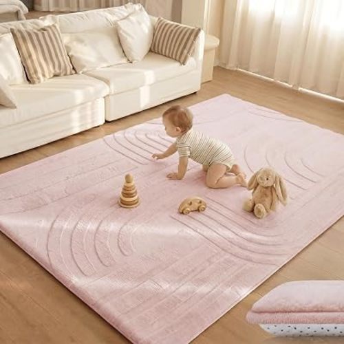 Huloo Sleep Ultra Soft Fluffy Baby Play Mat for Floor(Pink)