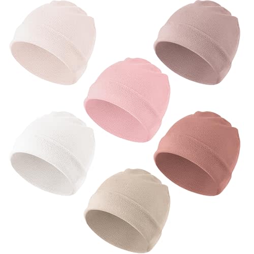 Konssy 6 Pack Baby Beanie Hats for Unisex, Toddler Beanies Baby Girl Boy Hat Warm Cap for Infant, Toddler