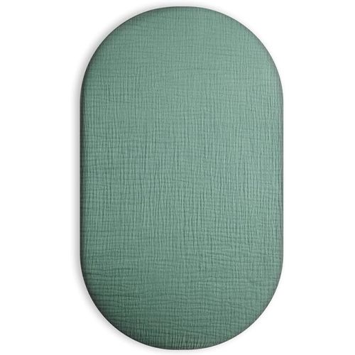 Bassinet Sheet for Baby Boy and Girl, Fitted Sheets for Rectangle, Oval, Hourglass Bassinet Mattress, Muslin Moses Basket Sheets with Neutral Style (Roman Green)