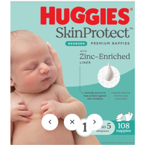 Huggies Newborn Nappies Size 1 (up to 5kg) 160 Pack | BIG W