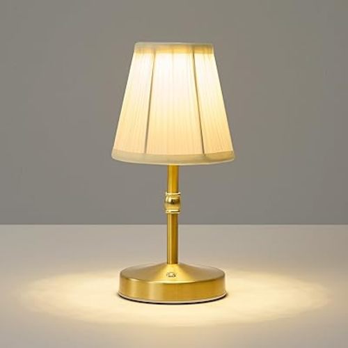 5W Mini Cordless Lamp Gold,3000 mah Small Battery Operated Lamp,Vintage Small Table Lamps,3 Level Dimmable Rechargeable Lamps,Decorative Dining Table Light,Mini Lamps for Kitchen,Nightstand,Bedroom